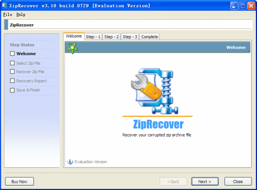 zip file recovery step 1