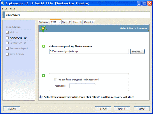 zip file recovery step 2