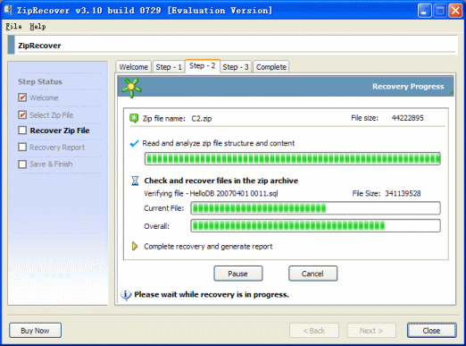zip file recovery step 3