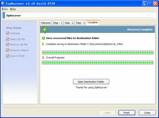 zip file recovery step 5